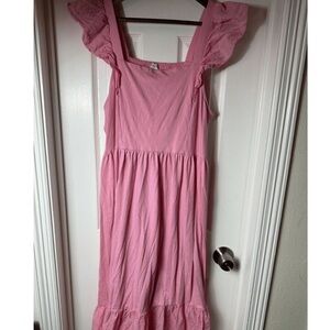 J Crew Ruffled Tiered Midi Dress Soft Pink Size L Cottage Core Teacher Spring